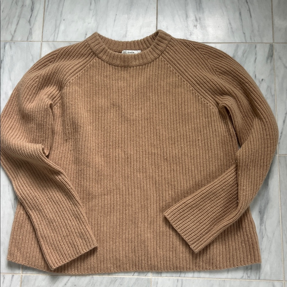 Vince Camel Ribbed Crew Neck Sweater L